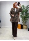 Etnik Desen Takım Haki-Kahve