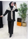 Aura Şal Detaylı Takım Siyah