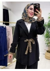 Leopar Detaylı Qupra Takım Siyah