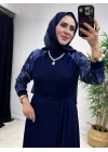Batik Desenli Oysho Kumaş Elbise Lacivert