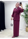 Kurdele Detaylı Modal Takım Bordo