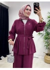 Kurdele Detaylı Modal Takım Bordo