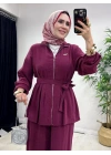 Kurdele Detaylı Modal Takım Bordo