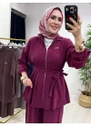 Kurdele Detaylı Modal Takım Bordo