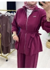 Kurdele Detaylı Modal Takım Bordo