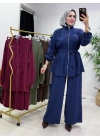 Kurdele Detaylı Modal Takım Lacivert