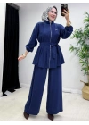 Kurdele Detaylı Modal Takım Lacivert