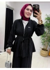 Kurdele Detaylı Modal Takım Siyah