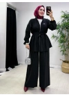 Kurdele Detaylı Modal Takım Siyah