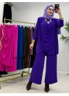 Yeni Sezon Giyçık Tasarım Candy Kumaş Takım Mor