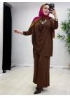 Yeni Sezon Giyçık Tasarım Candy Kumaş Takım Kahverengi