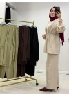 Yeni Sezon Müslin Kumaş Yazlık Takım Krem