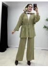 Yeni Sezon Müslin Kumaş Yazlık Takım Yeşil