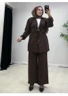 Yeni Sezon Müslin Kumaş Yazlık Takım Kahverengi