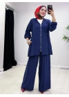 Yeni Sezon Kap Model Qupra Kumaş Takım Lacivert