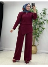 Yeni Sezon Tasarım Model Ham Keten Pamuklu Takım Bordo