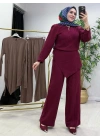 Yeni Sezon Tasarım Model Ham Keten Pamuklu Takım Bordo
