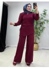 Yeni Sezon Tasarım Model Ham Keten Pamuklu Takım Bordo
