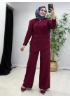 Yeni Sezon Tasarım Model Ham Keten Pamuklu Takım Bordo