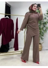Yeni Sezon Tasarım Model Ham Keten Pamuklu Takım Kahverengi