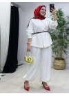 Ceketli Şalvar Takım Kemer Hediyeli Beyaz