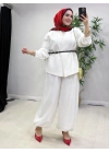 Ceketli Şalvar Takım Kemer Hediyeli Beyaz