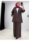 Yeni Sezon Kap Model Qupra Kumaş Takım Kahverengi