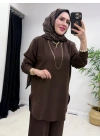 Oval Kesim Takım Kahverengi