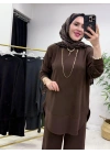 Oval Kesim Takım Kahverengi