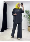 Oval Kesim Takım Gri