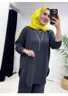 Oval Kesim Takım Gri