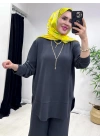 Oval Kesim Takım Gri