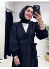 Güpür Detaylı Etekli Takım Siyah