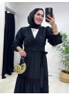 Güpür Detaylı Etekli Takım Siyah