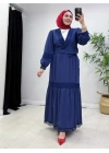Güpür Detaylı Etekli Takım Lacivert