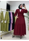 Güpür Detaylı Etekli Takım Bordo