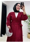 Güpür Detaylı Etekli Takım Bordo