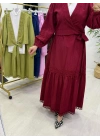 Güpür Detaylı Etekli Takım Bordo