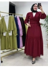 Güpür Detaylı Etekli Takım Bordo