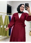 Güpür Detaylı Etekli Takım Bordo