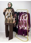 Batik Baskı Takım Kahverengi