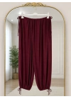 Belden Ayarlamalı Şalvar Pantolon Bordo
