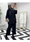 Broş Detaylı Takım Siyah