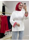 Çizgili Oysho Kumaş Tunik Beyaz