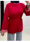 Çizgili Oysho Kumaş Tunik Kırmızı