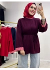 Çizgili Oysho Kumaş Tunik Mürdüm