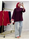 Çizgili Oysho Kumaş Tunik Mürdüm