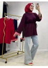 Çizgili Oysho Kumaş Tunik Mürdüm