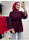 Çizgili Oysho Kumaş Tunik Mürdüm