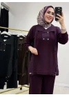 Düğmeli Oysho Takım Mürdüm